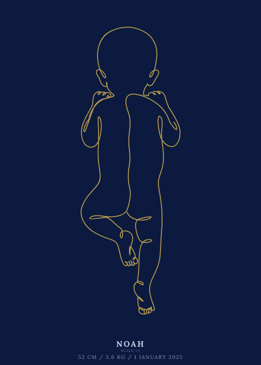 Birth poster — Noah (navy/gold pose7)