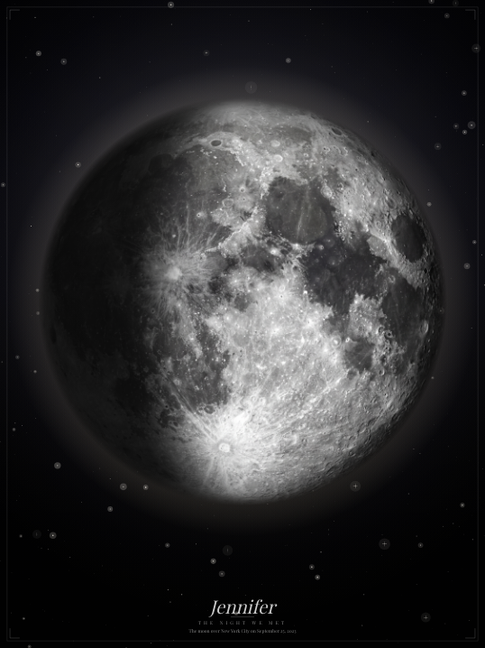 Moon phase poster — Jennifer (midnight classic)