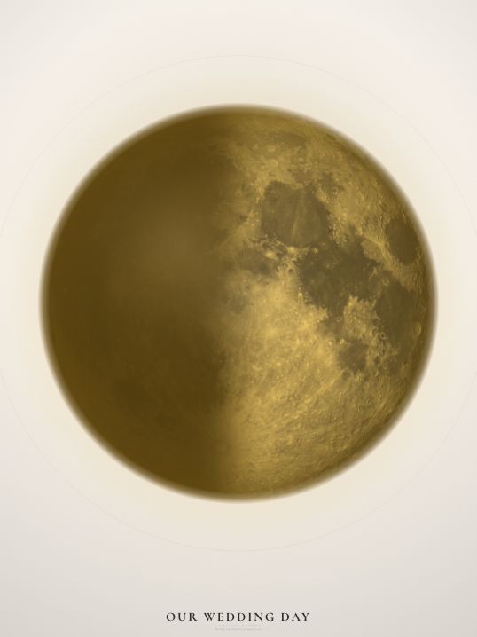 Moon phase poster — Our Wedding Day (cream golden minimal)