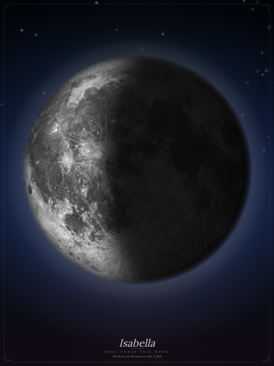 Moon phase poster — Isabella (sky natural classic)