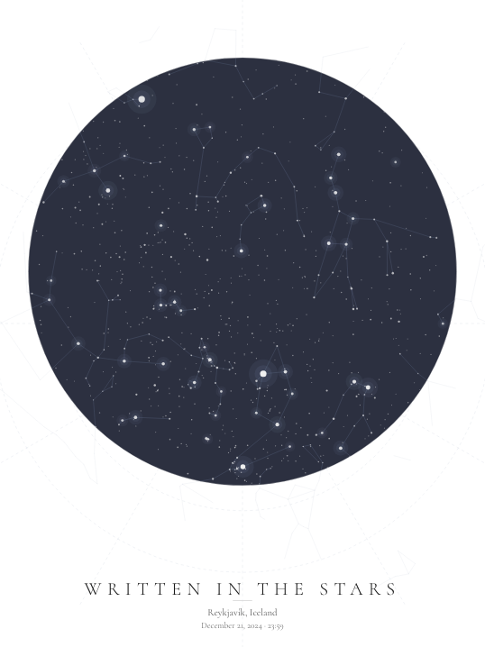 Star map — Written in the Stars, Reykjavík (slate circle)