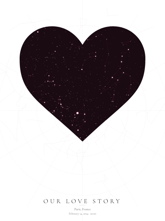 Star map — Our Love Story, Paris (wine heart)