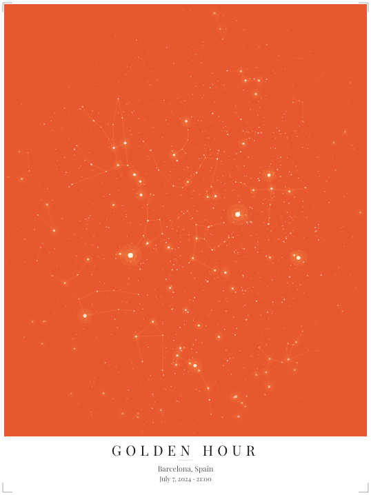 Star map — Golden Hour, Barcelona (sunset classic)